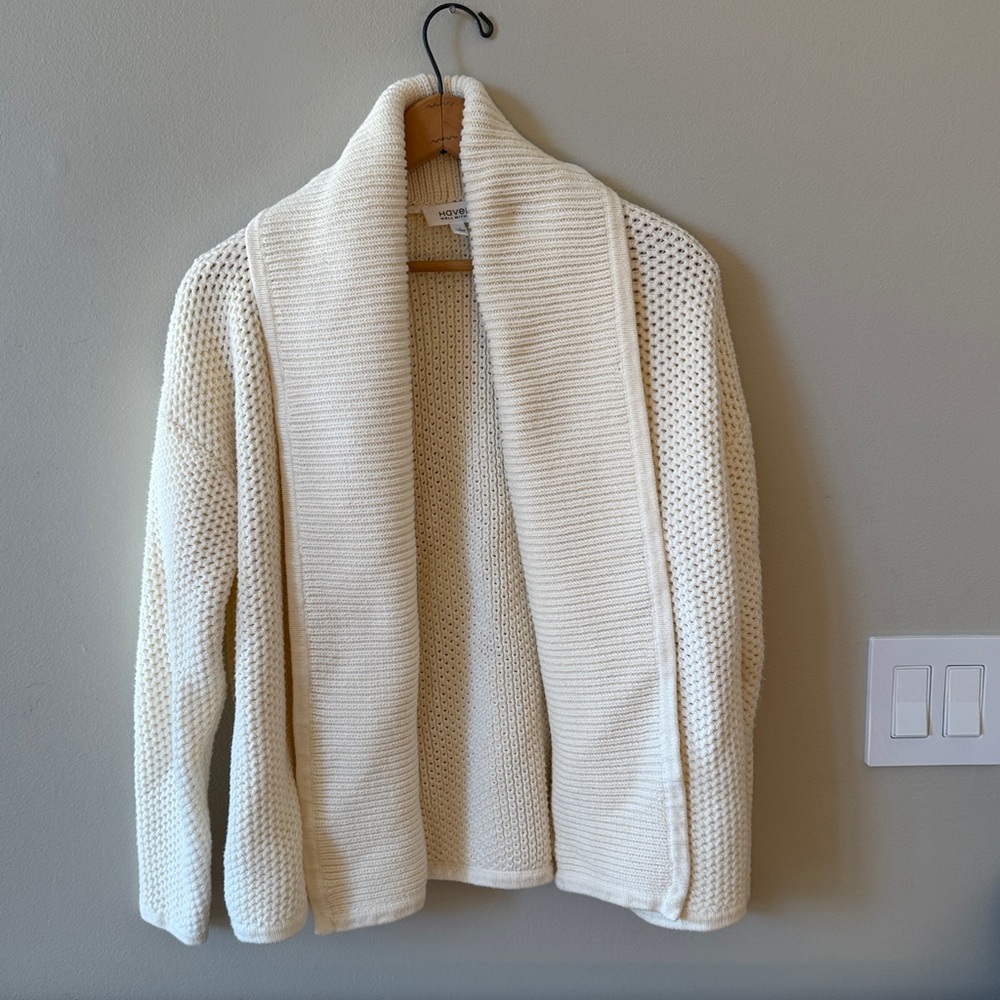 HAVEN WELL WITHIN Off White Open Front Chunky Sweater Thick Knit Sweater Size S